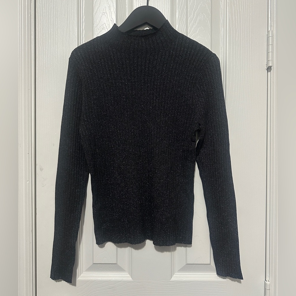NWT J.McLaughlin sweater Maeve lurex Metallic Mock-neck Ribbed Knit Sweater